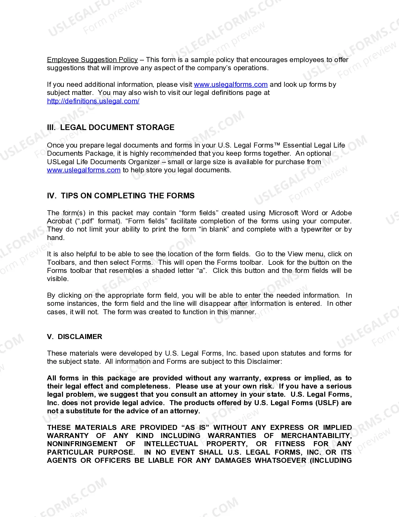 Preview Louisiana Company Employment Policies and Procedures Package