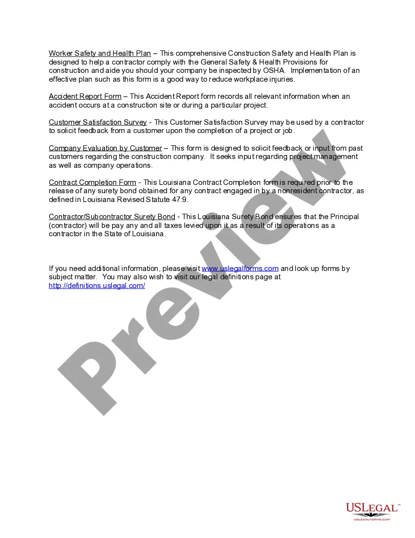 Preview Louisiana Contractors Forms Package