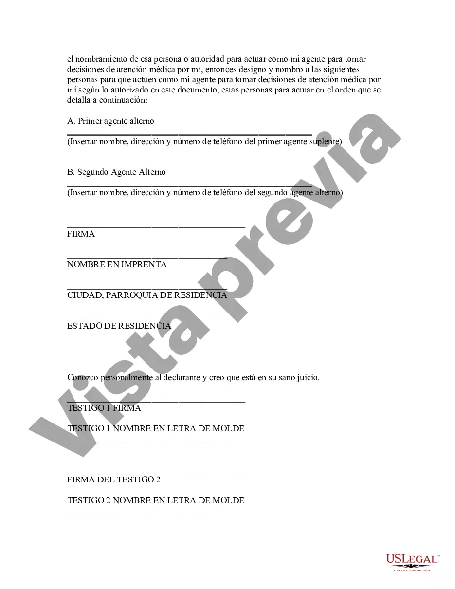 Preview Poder notarial de Luisiana para el cuidado de la salud