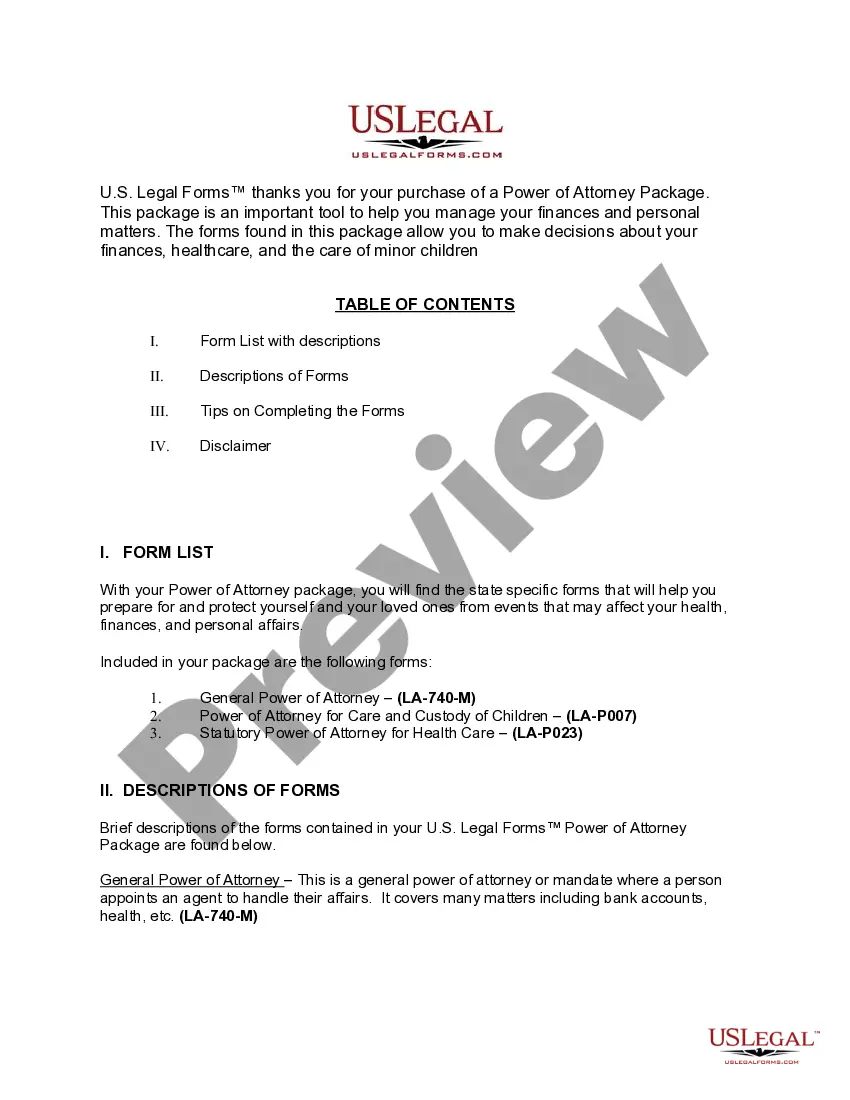 Get Louisiana Power of Attorney Forms Package Preview Louisiana Power of Attorney Forms Package