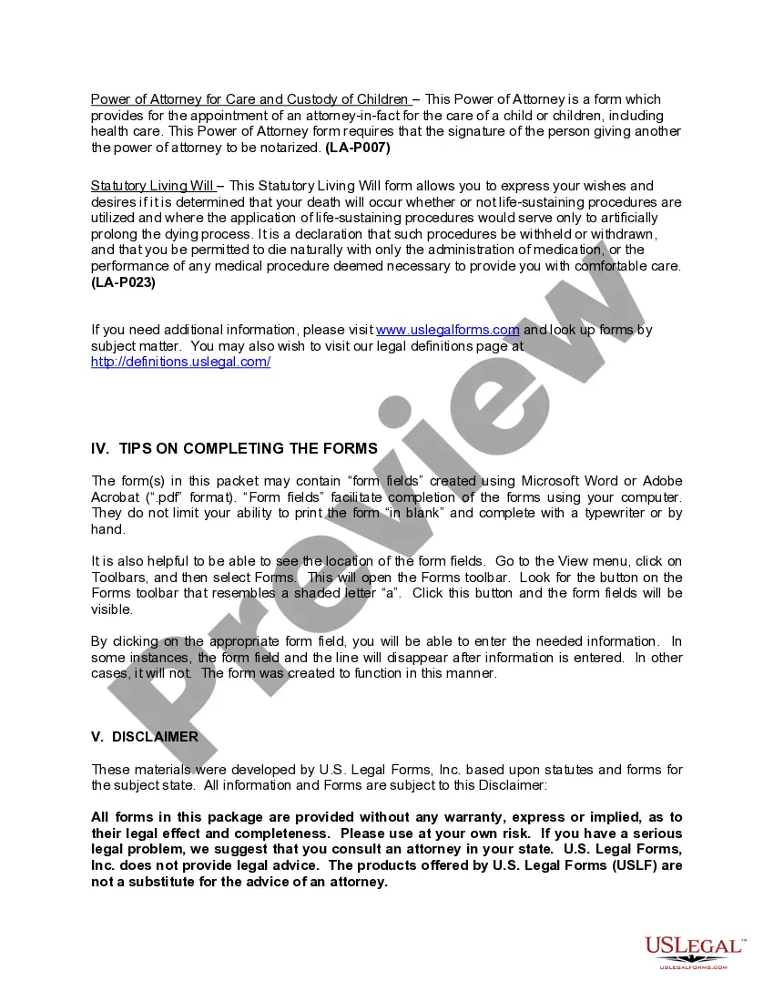 Get Louisiana Power of Attorney Forms Package Preview Louisiana Power of Attorney Forms Package