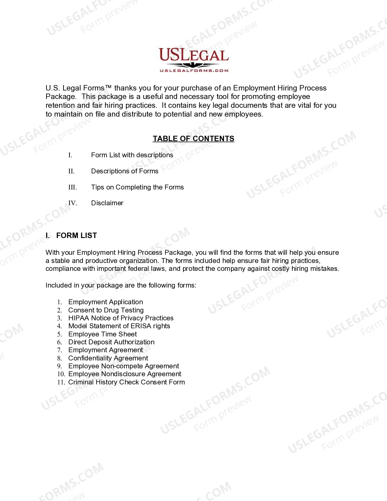 Preview Louisiana Employment Hiring Process Package