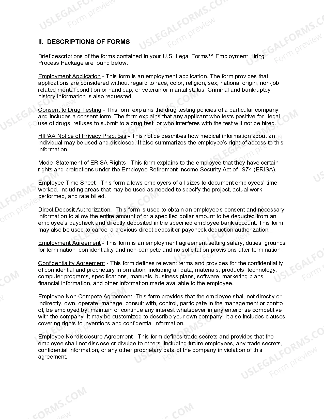 Preview Louisiana Employment Hiring Process Package