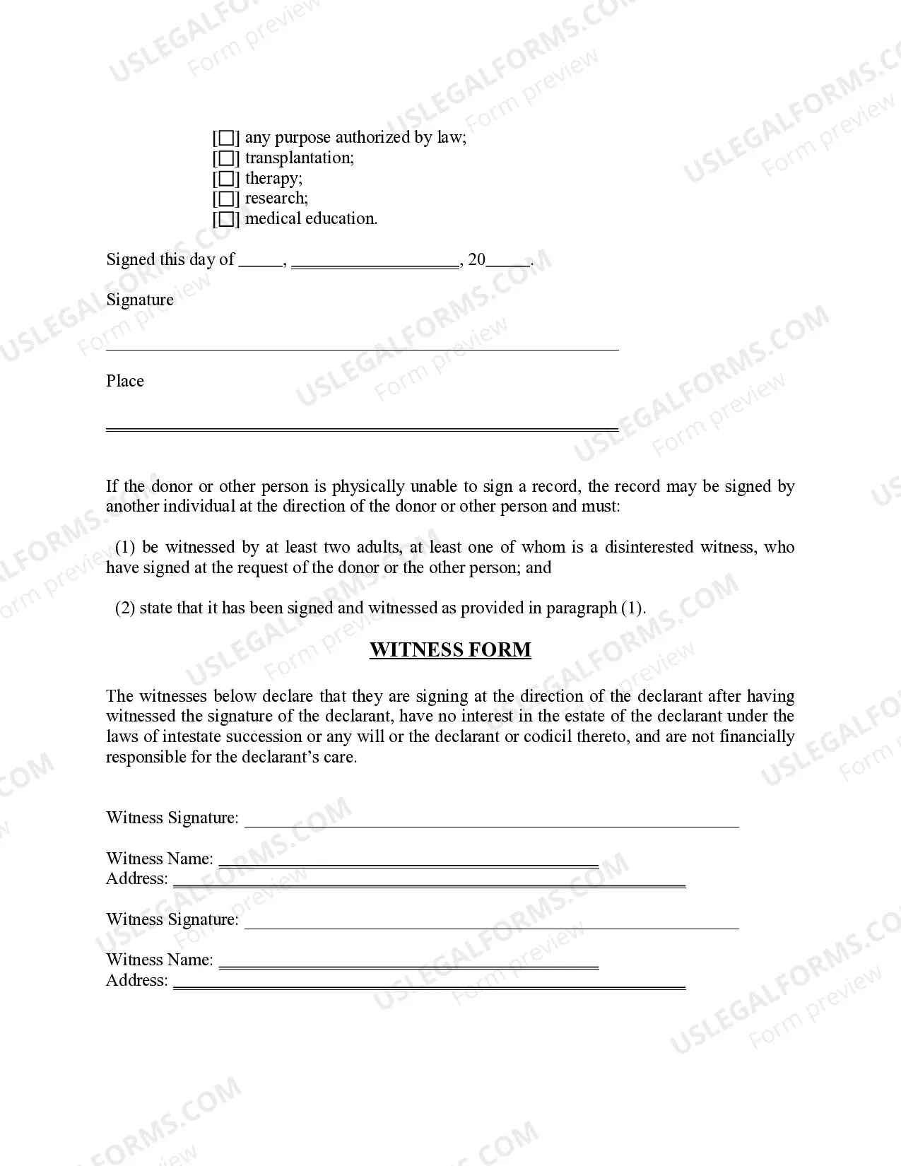 Preview Anatomical Gift Donation