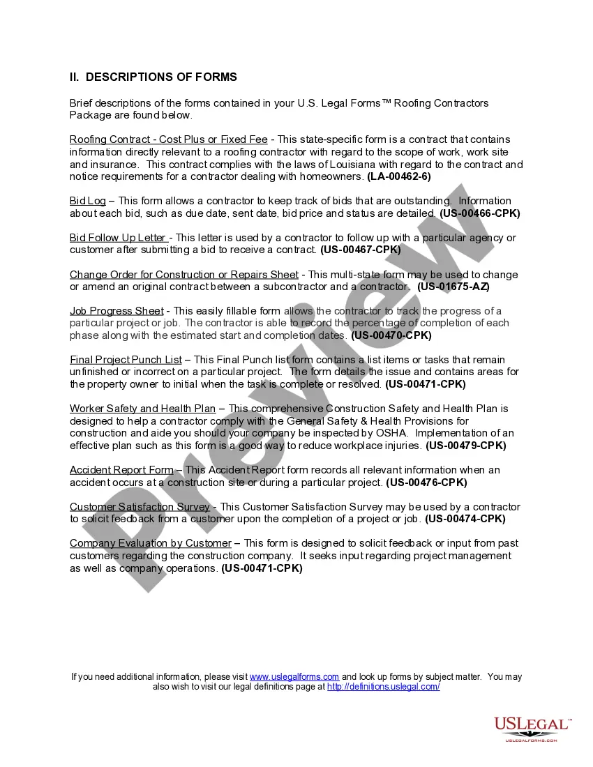 Get Louisiana Roofing Contractor Package Preview Louisiana Roofing Contractor Package