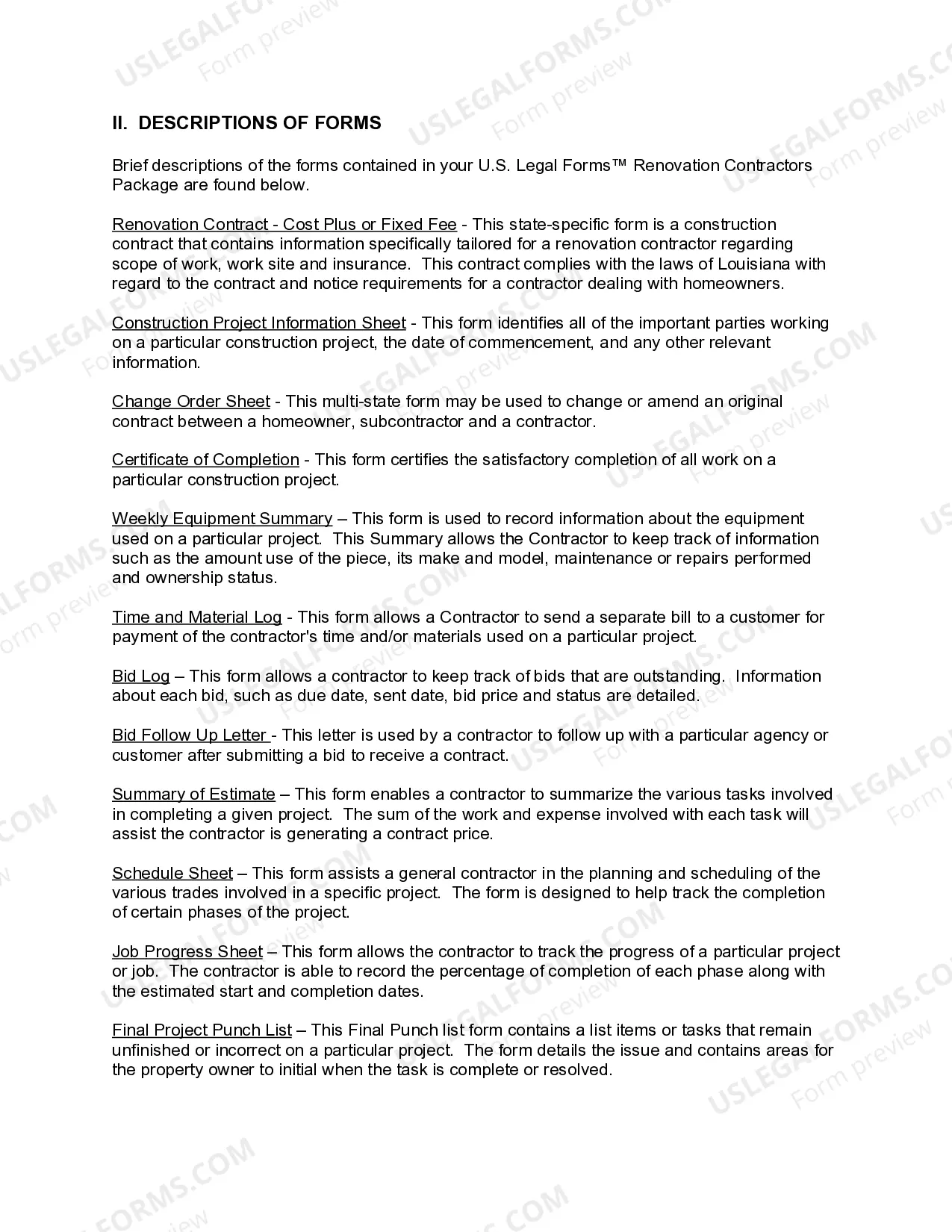 Preview Louisiana Renovation Contractor Package