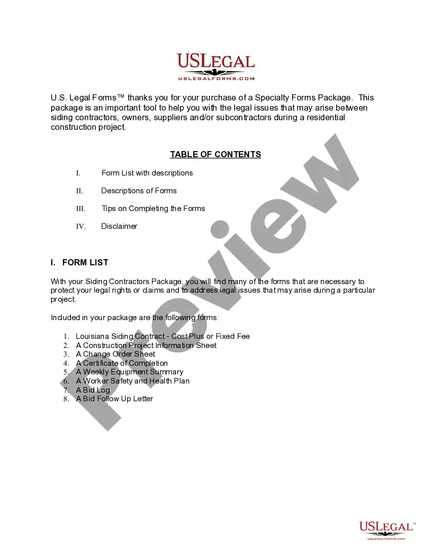 Preview Louisiana Siding Contractor Package