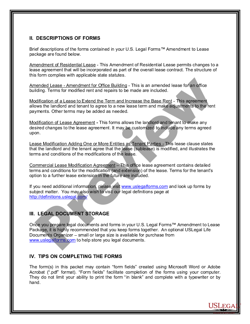 page 2 Amendment of Lease Package preview