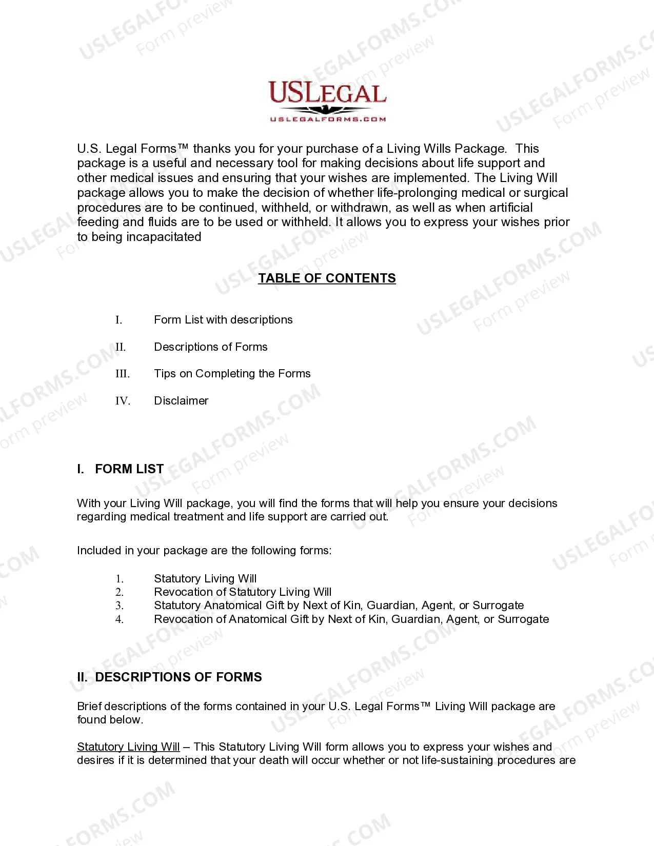 Preview Louisiana Living Wills and Health Care Package