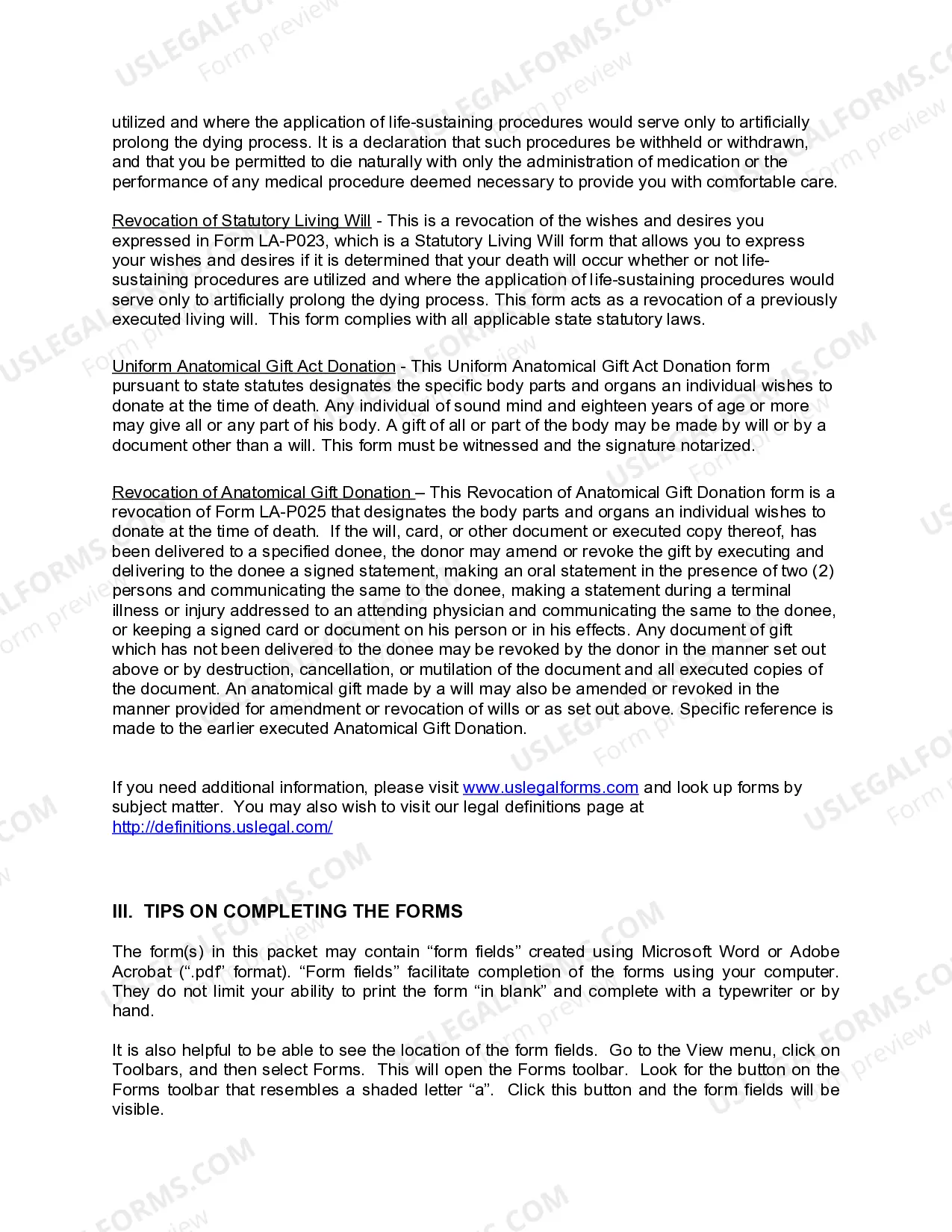 Preview Louisiana Living Wills and Health Care Package