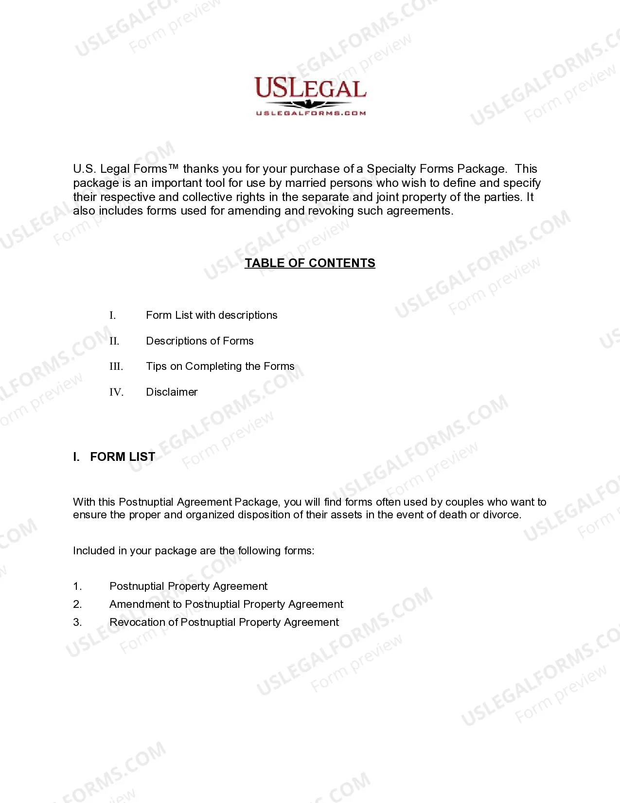 Preview Louisiana Postnuptial Agreements Package