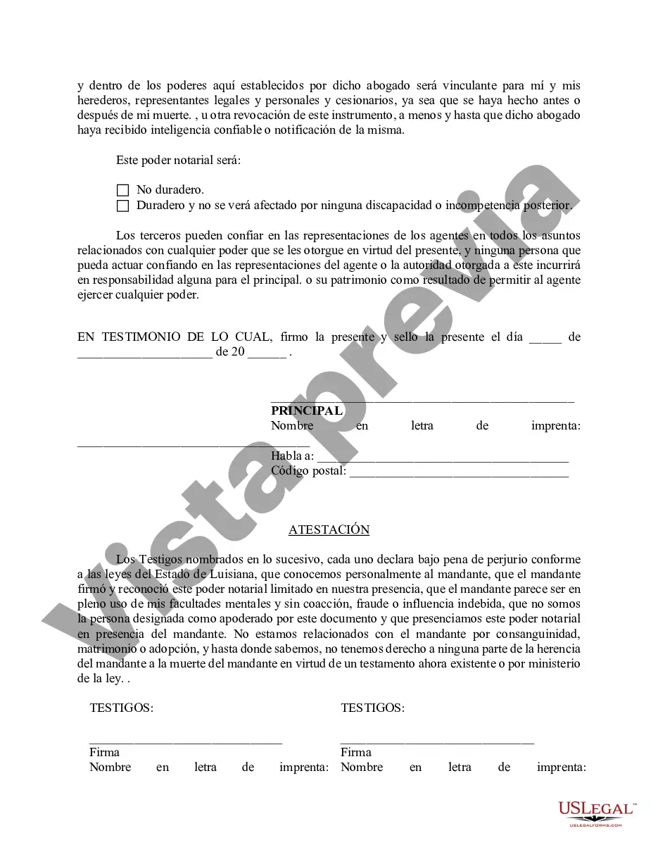 Preview Poder notarial limitado en el que se especifican poderes con ejemplos de poderes incluidos