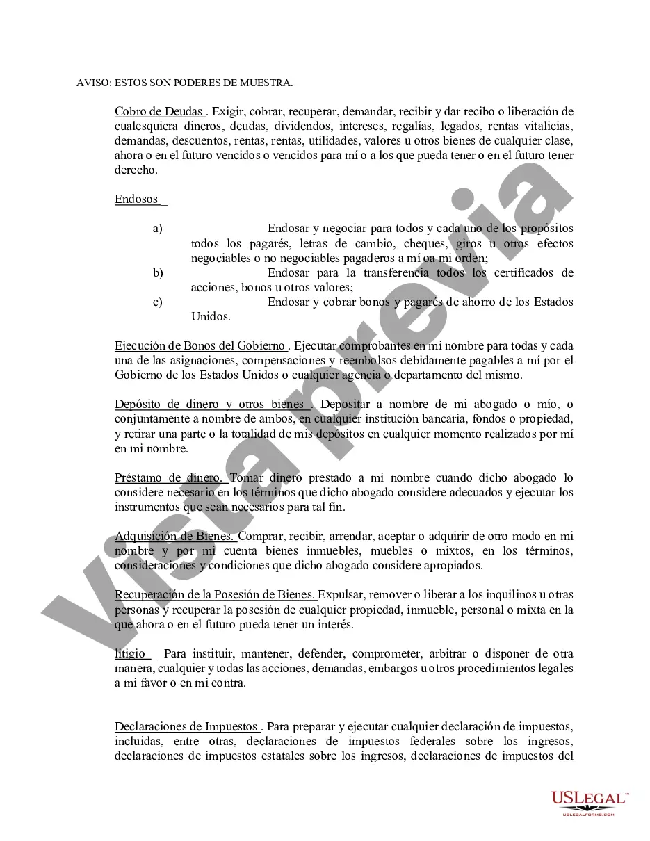 Preview Poder notarial limitado en el que se especifican poderes con ejemplos de poderes incluidos