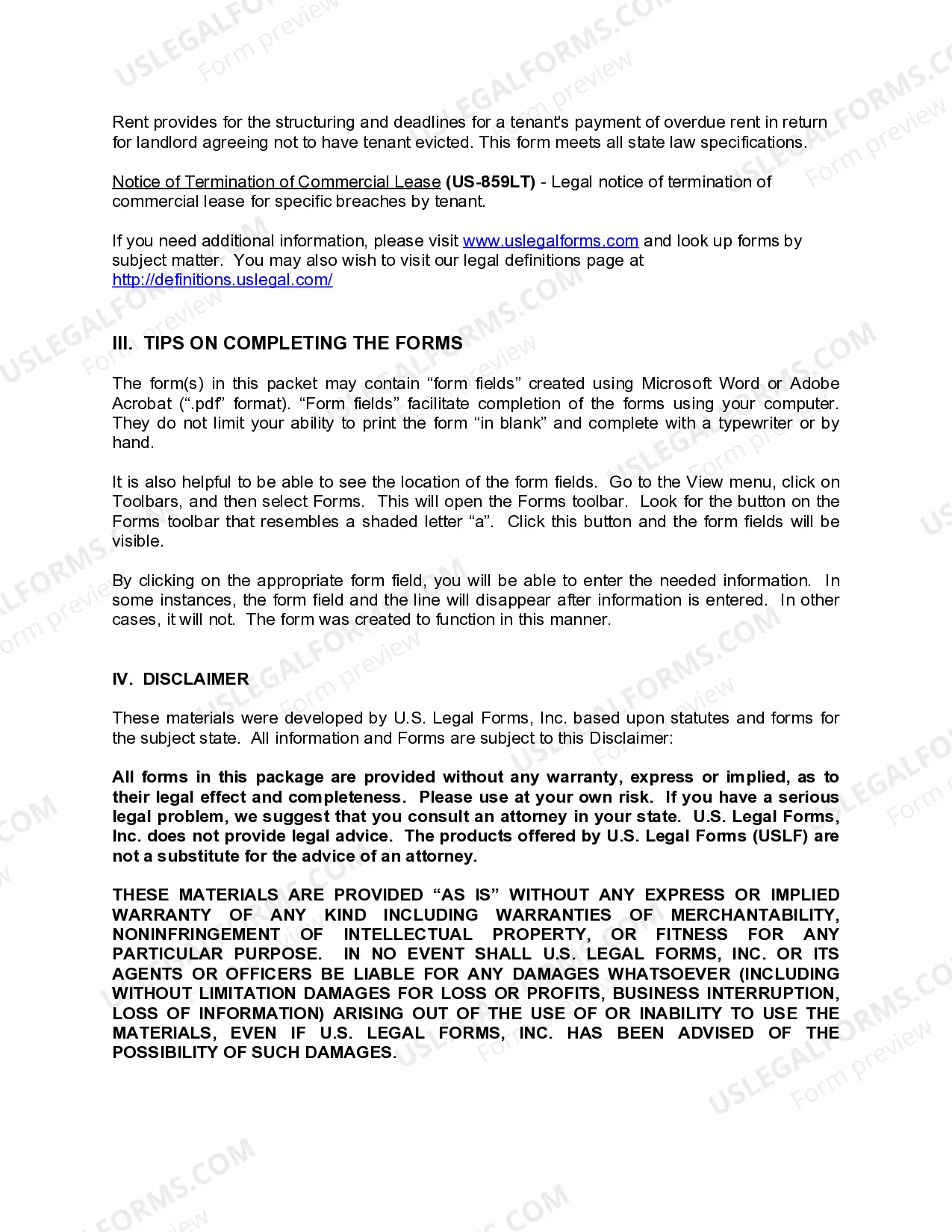 Preview Louisiana Commercial Lease Package