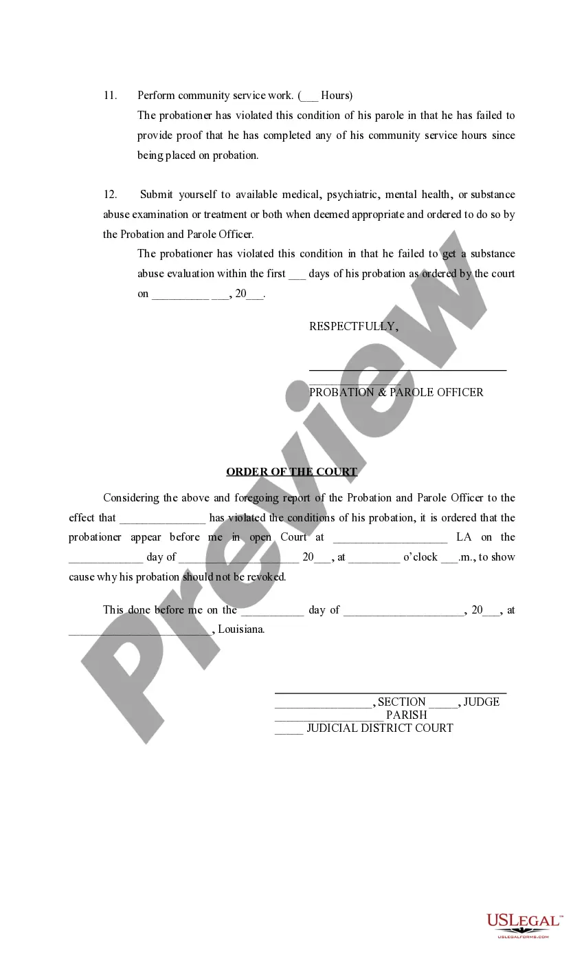 Preview Motion and Order for Hearing to Revoke Probation
