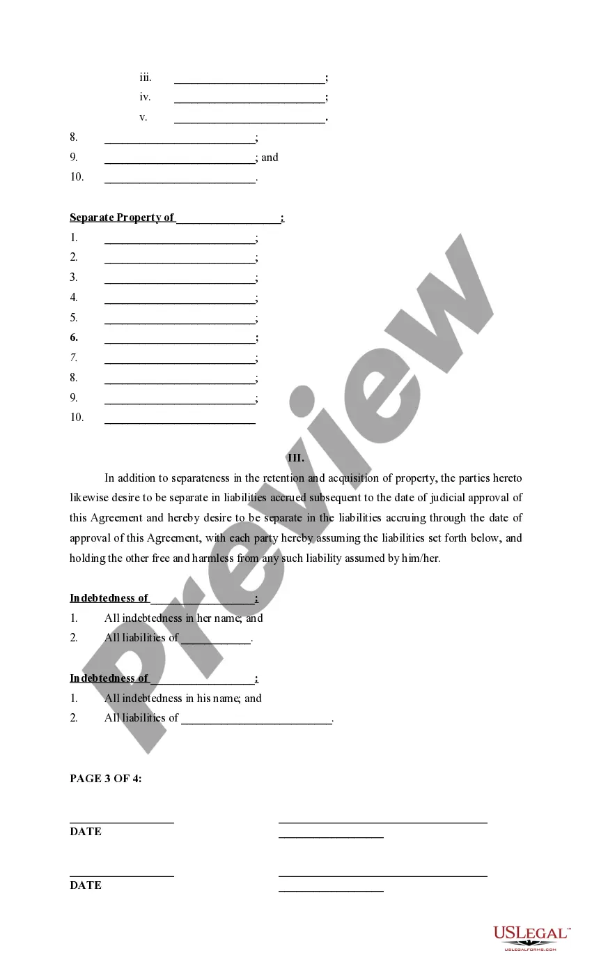 Preview Matrimonial Agreement of Separation of Property Regime