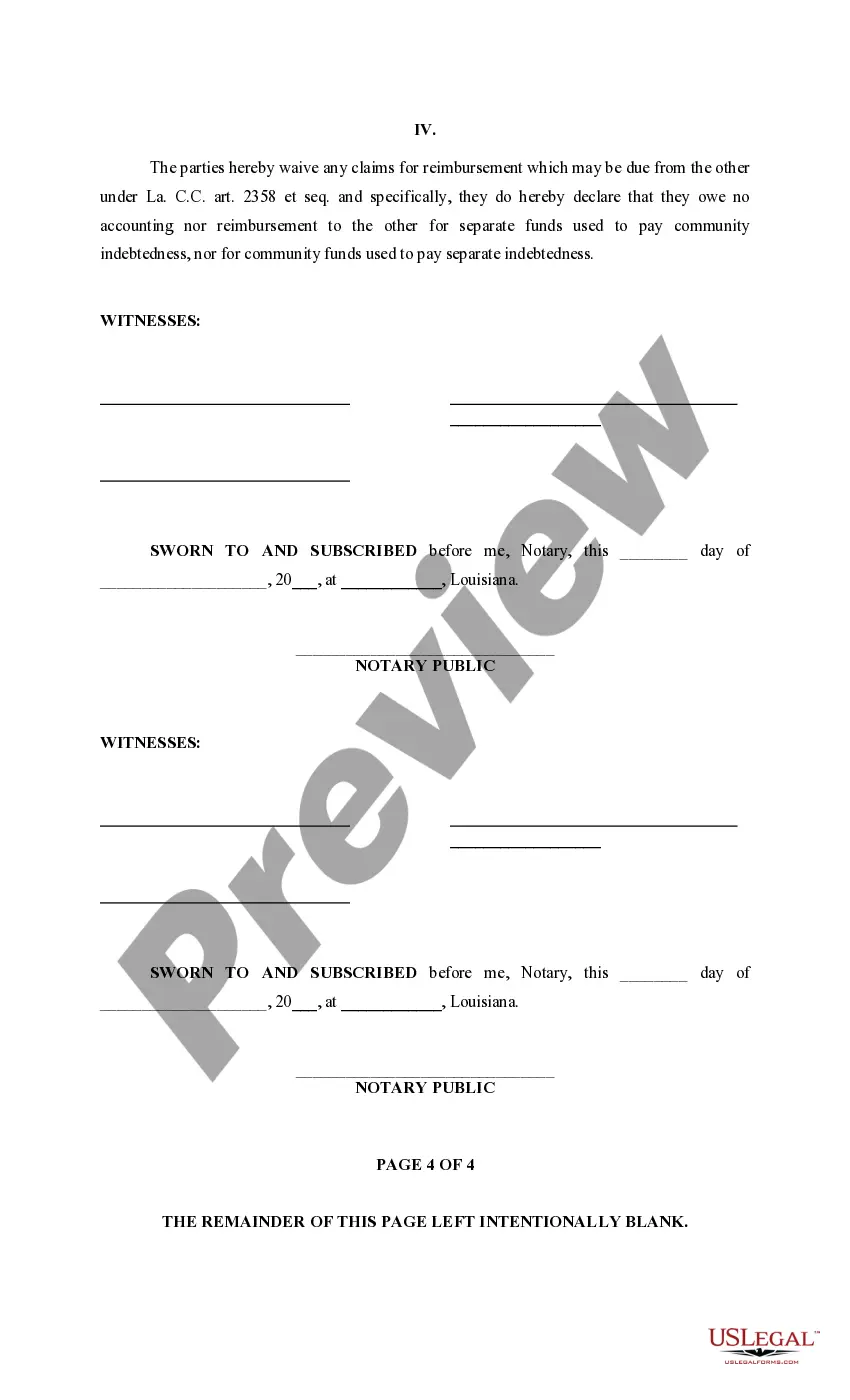 Preview Matrimonial Agreement of Separation of Property Regime