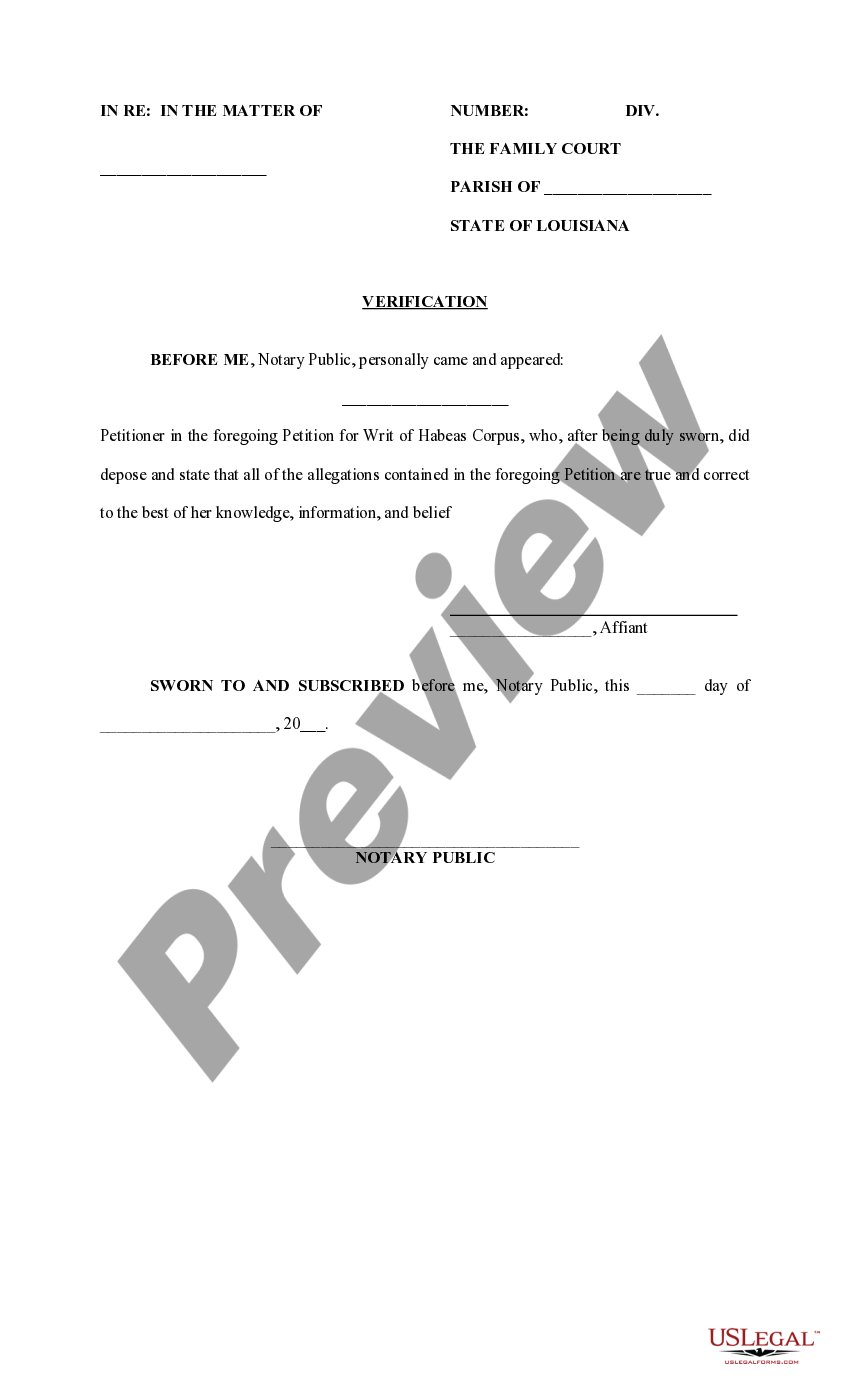 Louisiana petition for writ of habeas corpus sample petition for writ