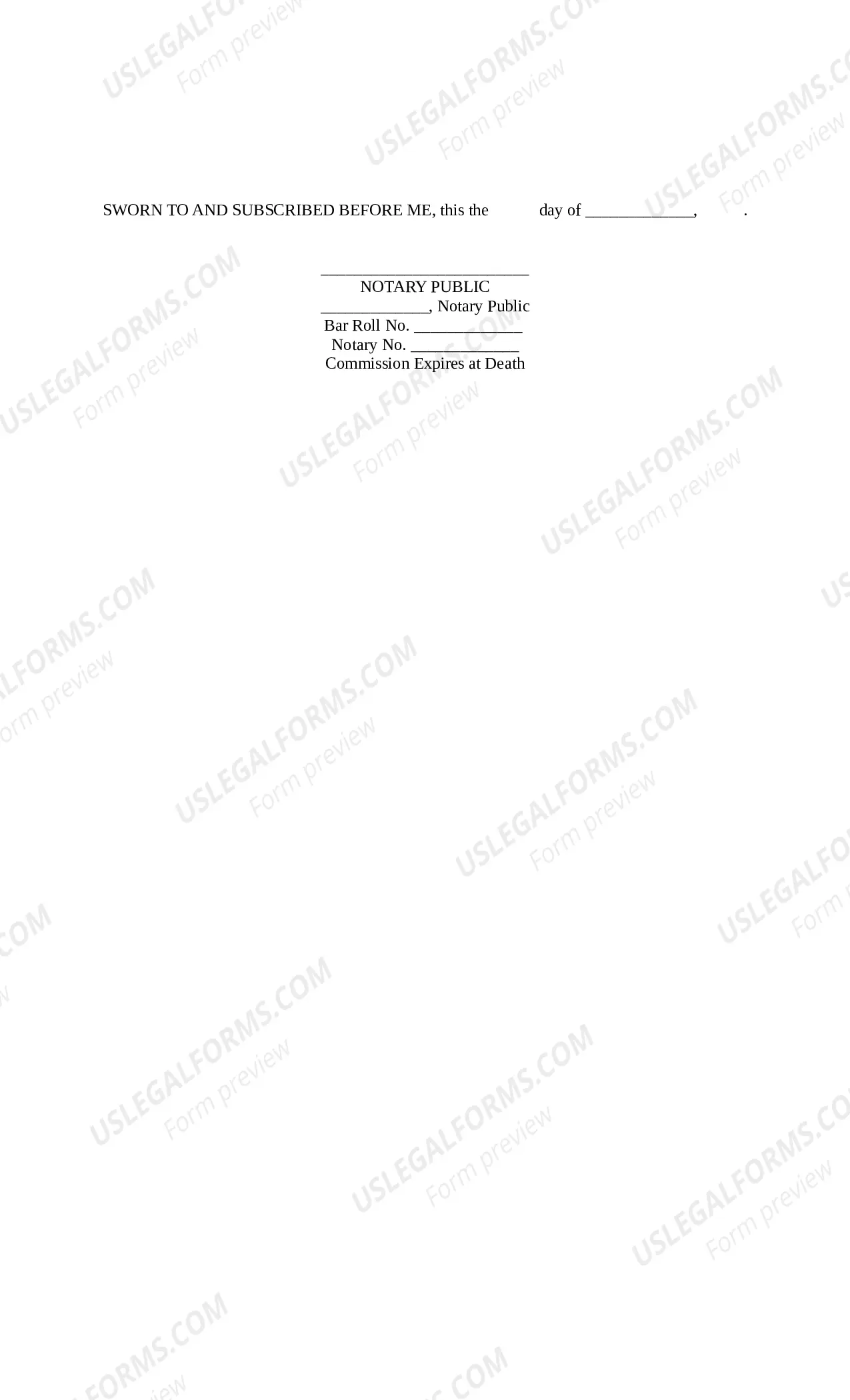 Preview Affidavit for Access to Bank Account
