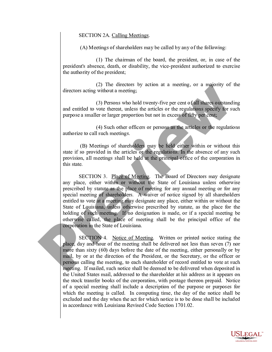 page 3 Sample Bylaws for a Louisiana Professional Corporation preview