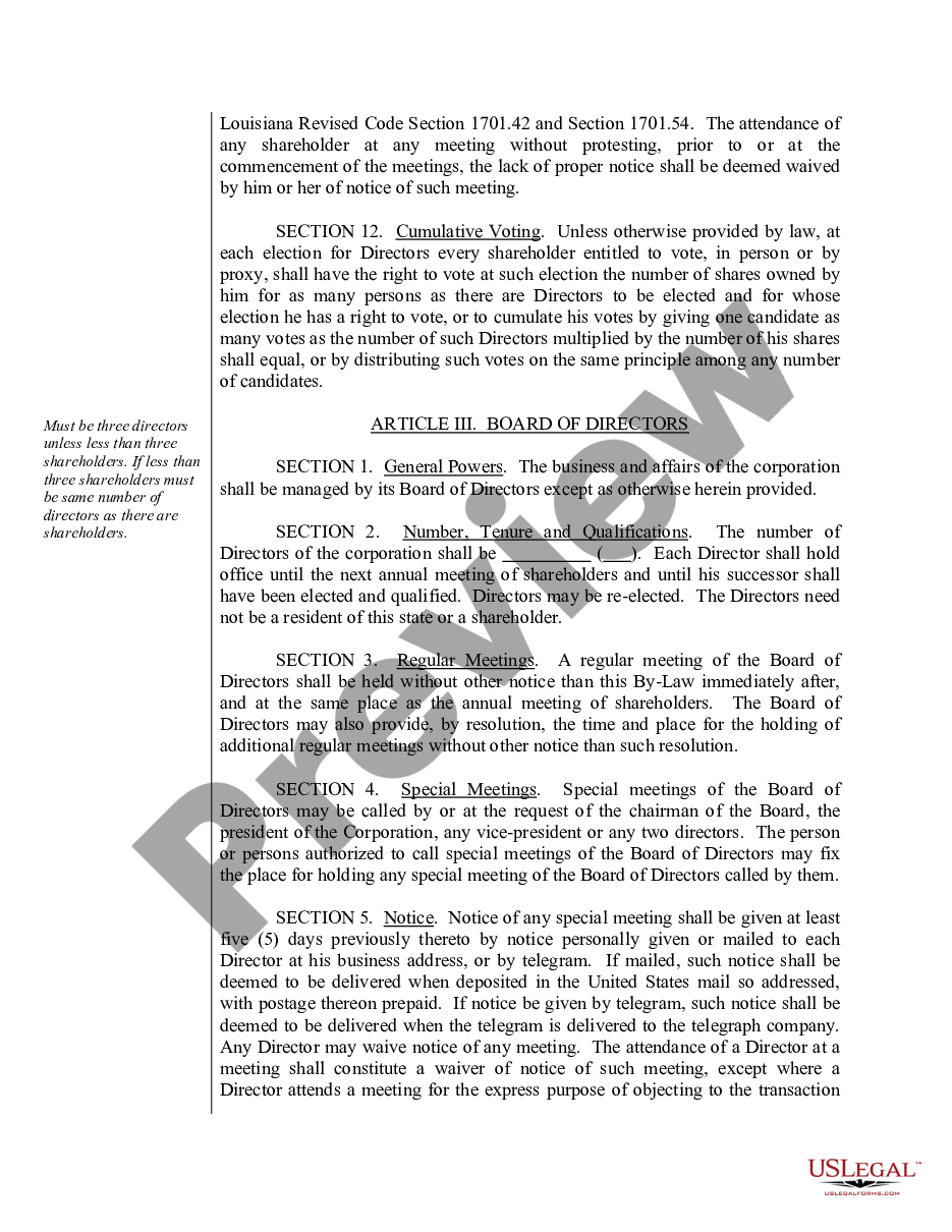 page 6 Sample Bylaws for a Louisiana Professional Corporation preview
