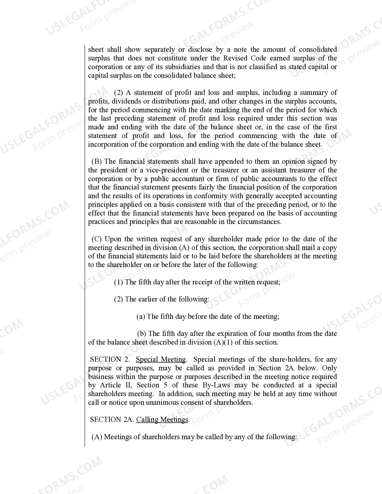 Preview Sample Bylaws for a Louisiana Professional Corporation