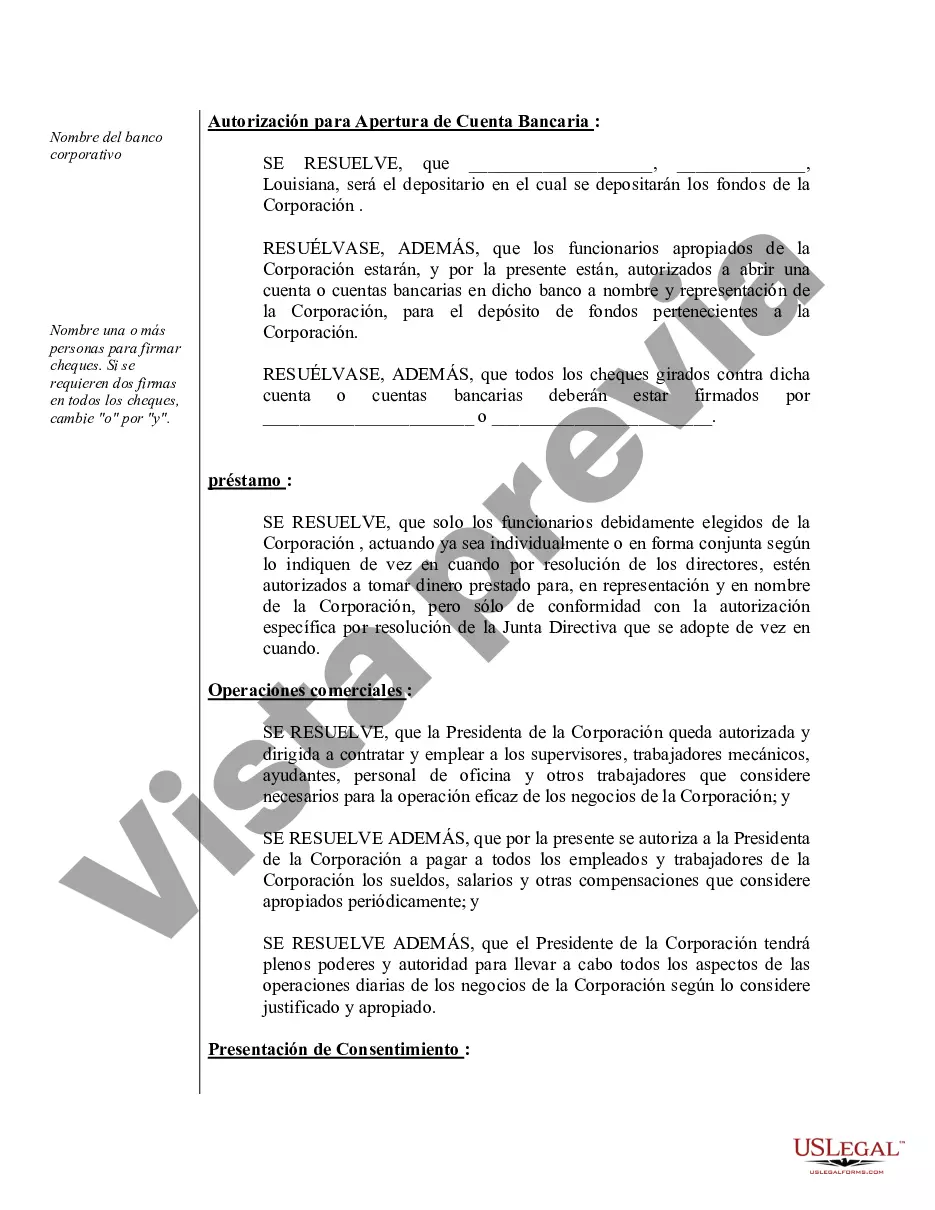 Preview Ejemplo de actas de organización para una corporación profesional de Luisiana