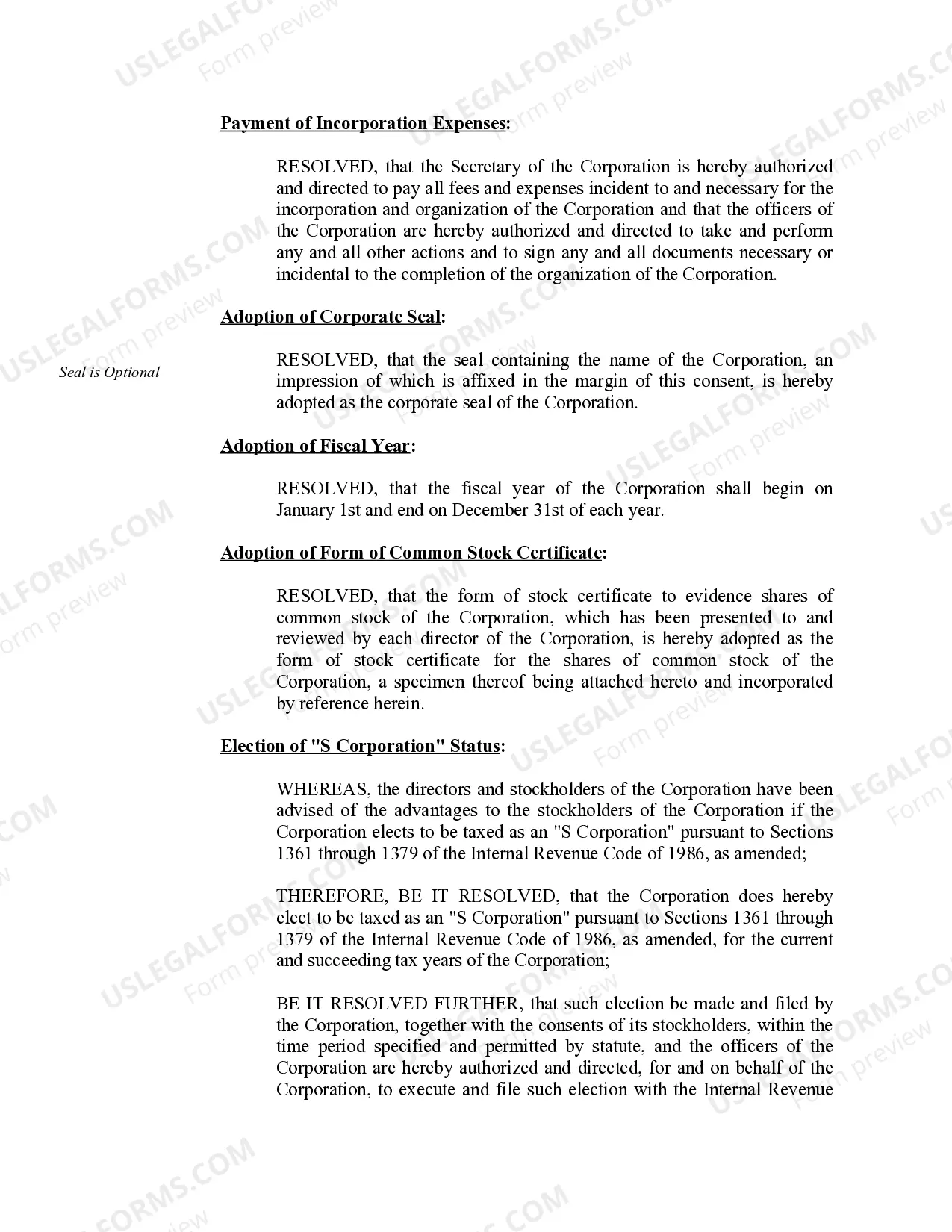 Preview Sample Organizational Minutes for a Louisiana Professional Corporation