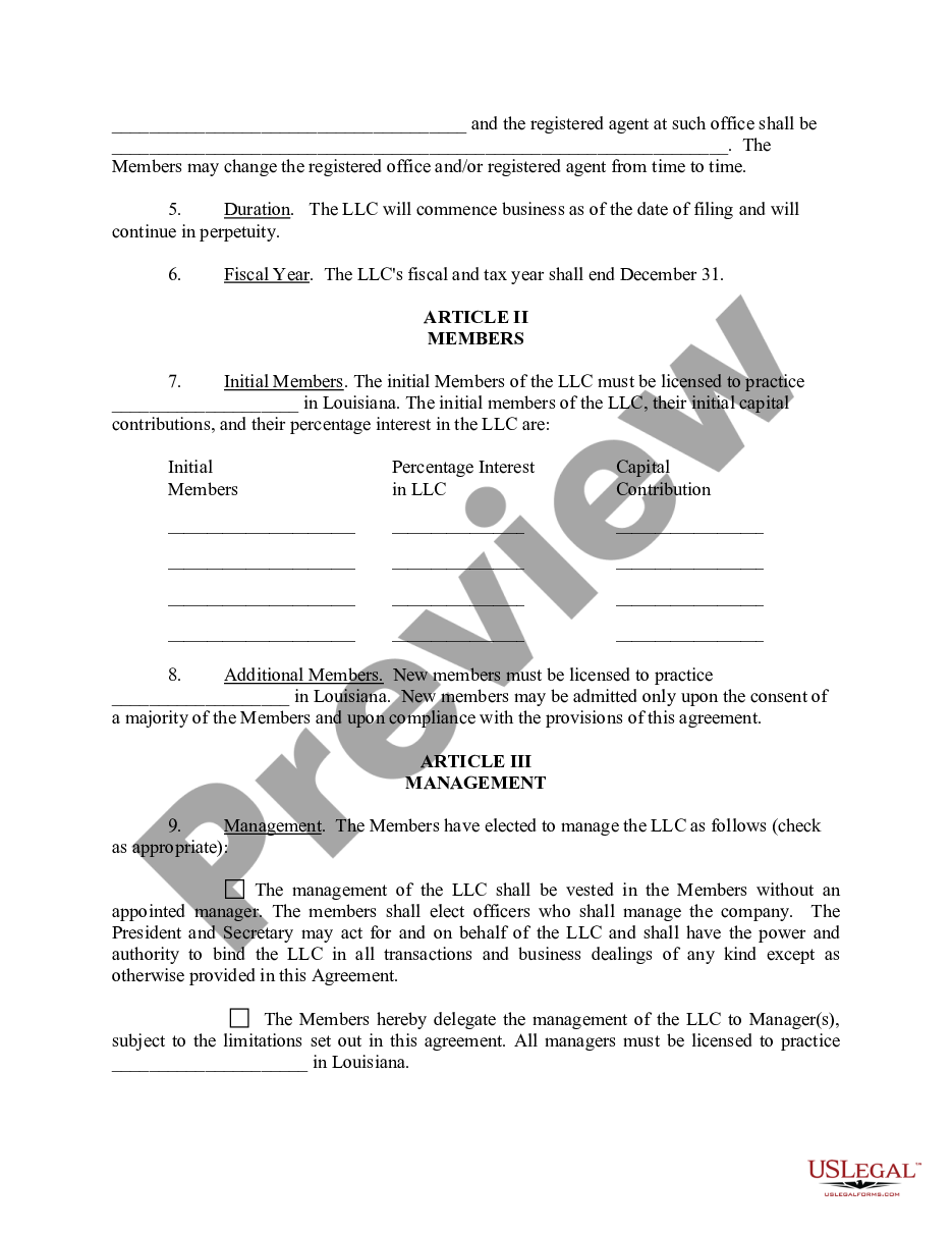 page 2 Sample Operating Agreement for Professional Limited Liability Company PLLC preview