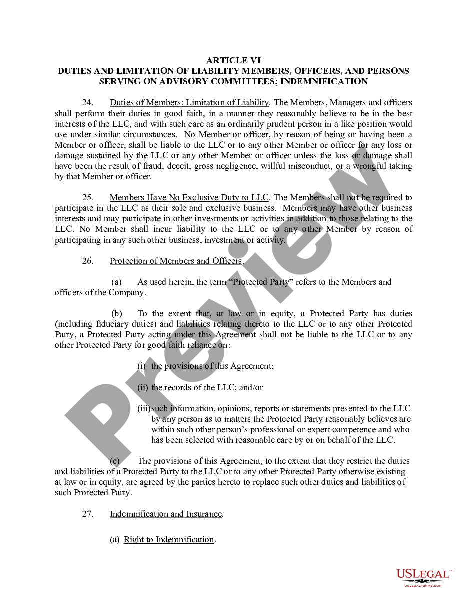 page 6 Sample Operating Agreement for Professional Limited Liability Company PLLC preview
