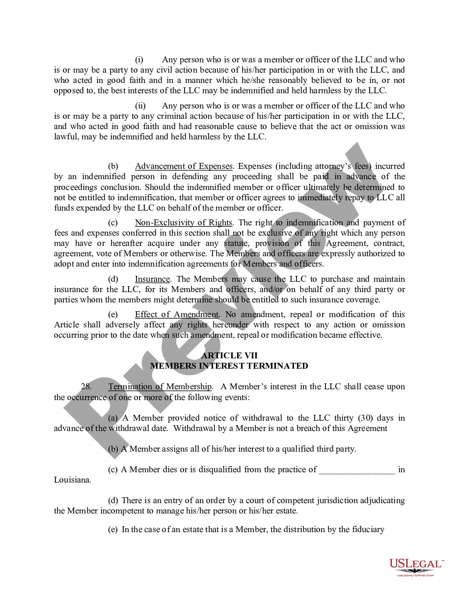 page 7 Sample Operating Agreement for Professional Limited Liability Company PLLC preview
