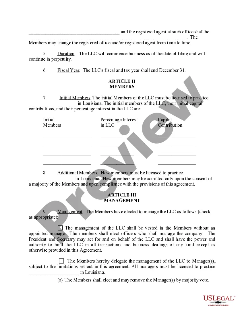 Preview Sample Operating Agreement for Professional Limited Liability Company PLLC