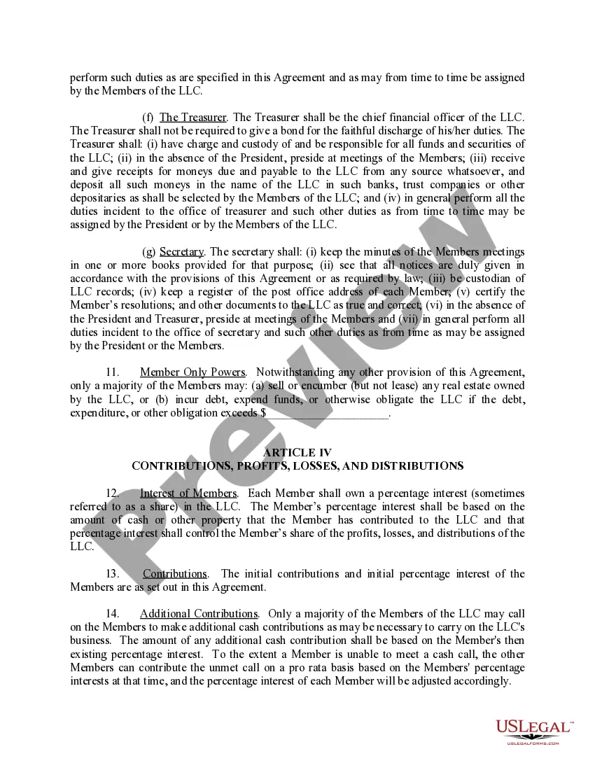 Preview Sample Operating Agreement for Professional Limited Liability Company PLLC