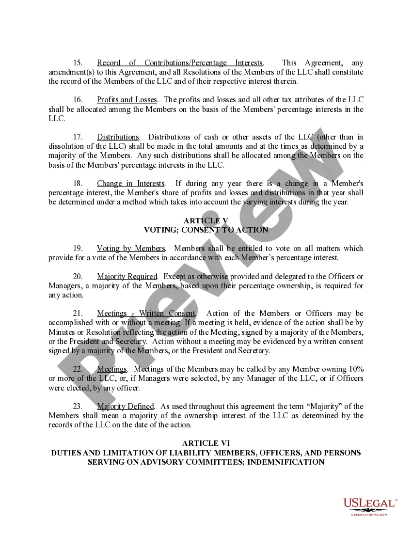 Preview Sample Operating Agreement for Professional Limited Liability Company PLLC