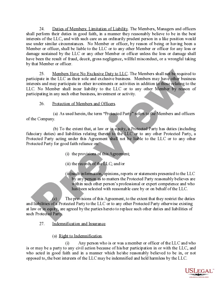 Preview Sample Operating Agreement for Professional Limited Liability Company PLLC