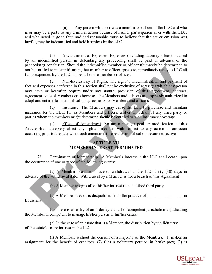 Preview Sample Operating Agreement for Professional Limited Liability Company PLLC