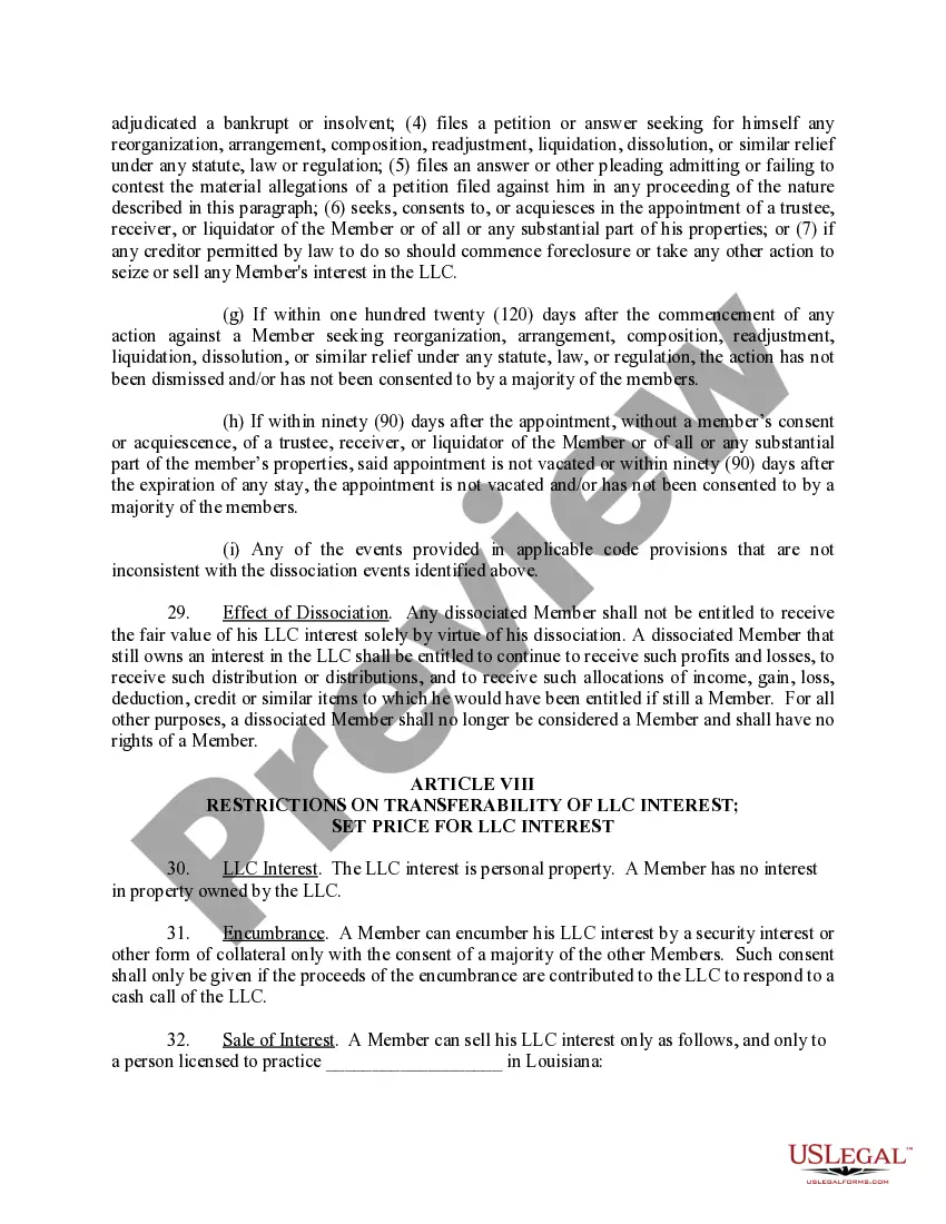 Preview Sample Operating Agreement for Professional Limited Liability Company PLLC
