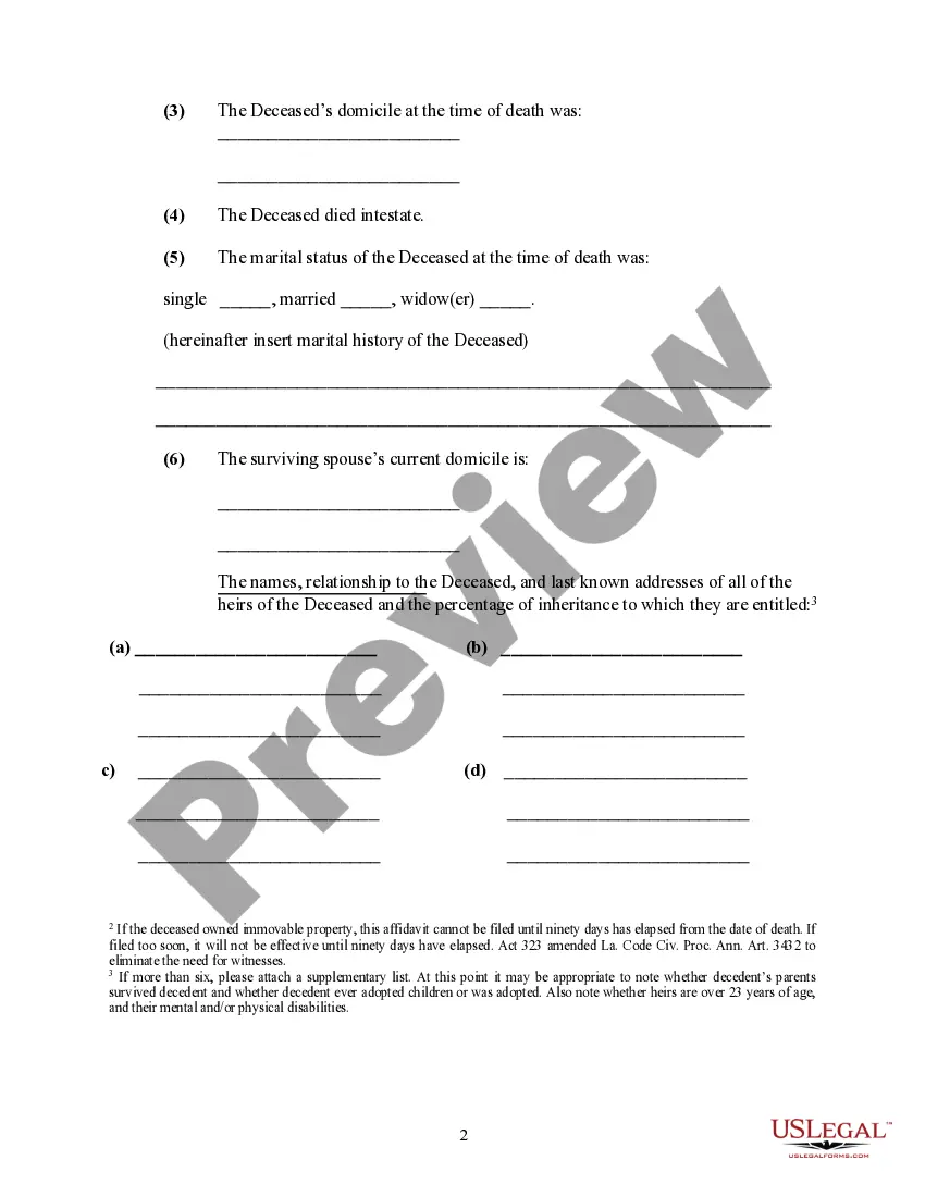 Preview Affidavit of Small Succession