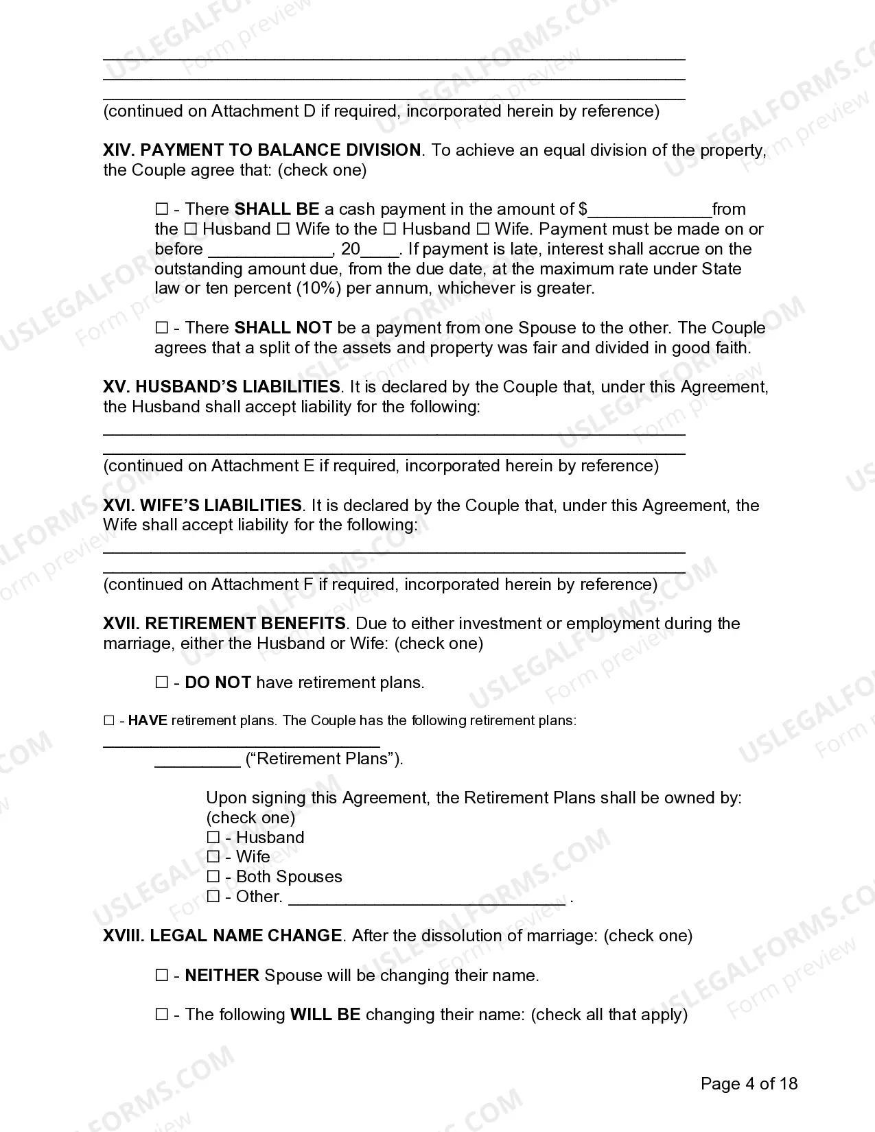 Preview Marital Settlement Agreement