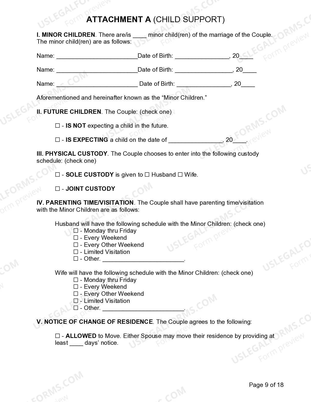 Preview Marital Settlement Agreement