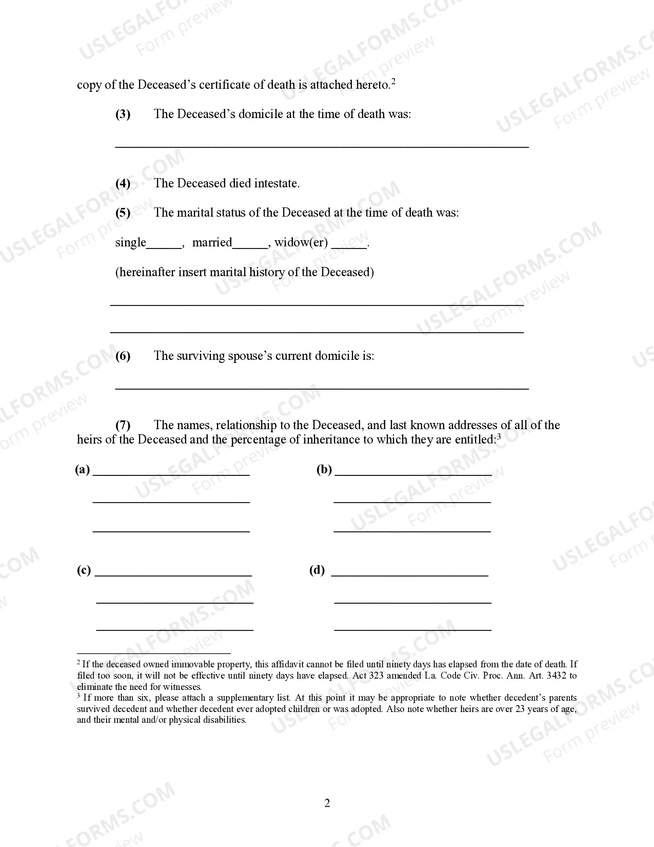 Preview Affidavit of Small Succession