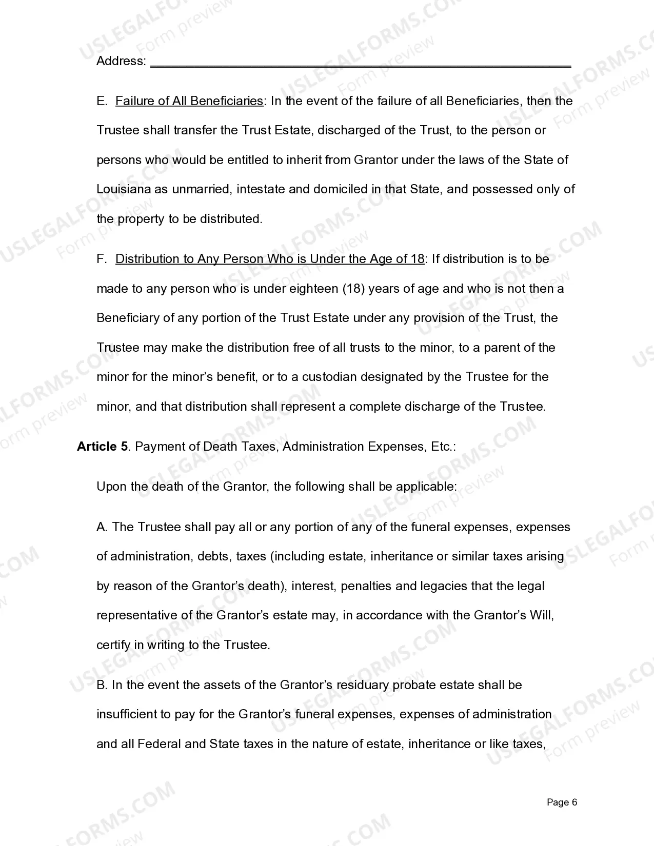 Preview Louisiana Revocable LivingTrust