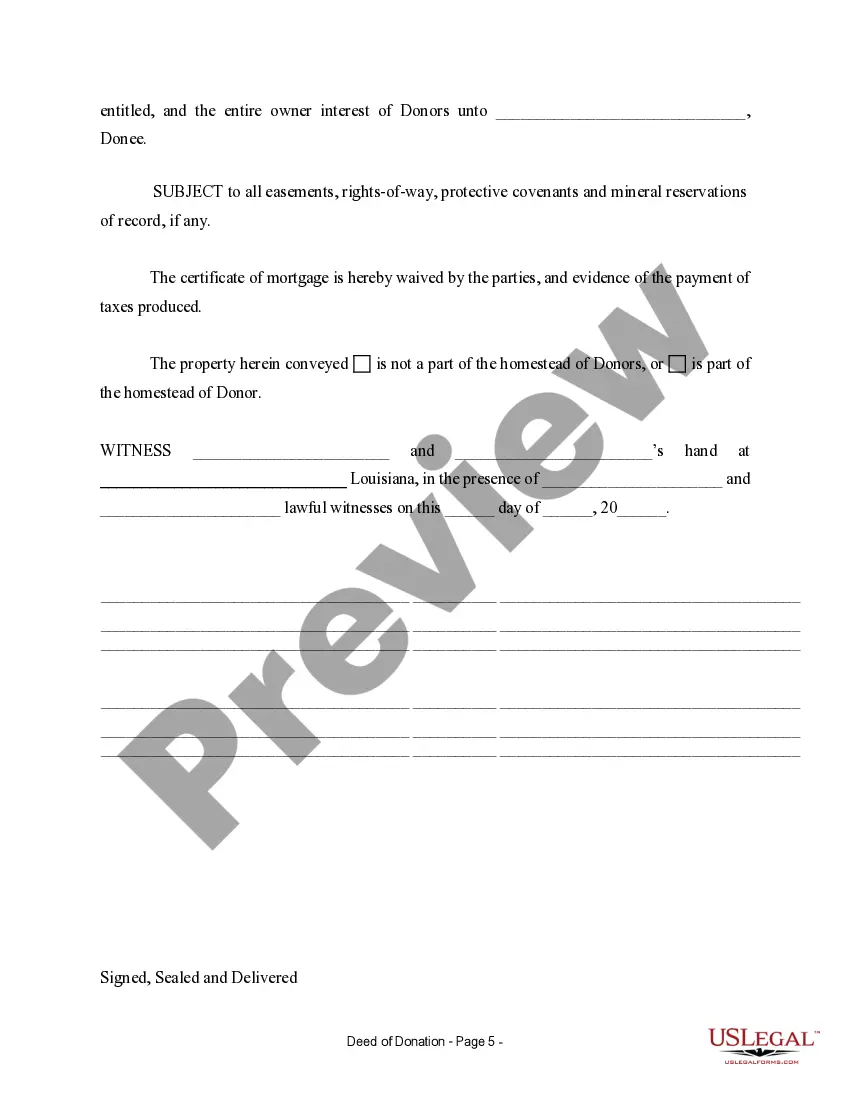 Preview Warranty Deed for Donation - Two Individuals to One Individual