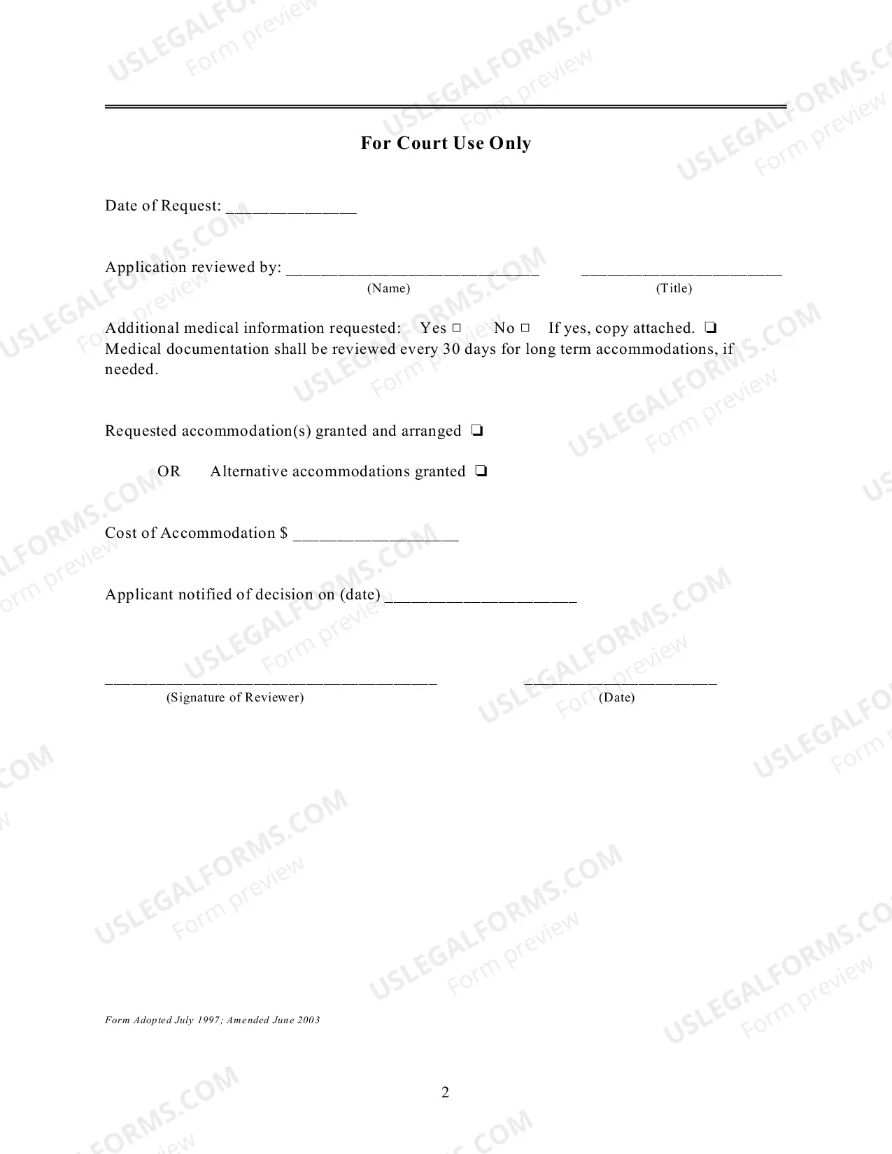 Preview Request for ADA Accomodations