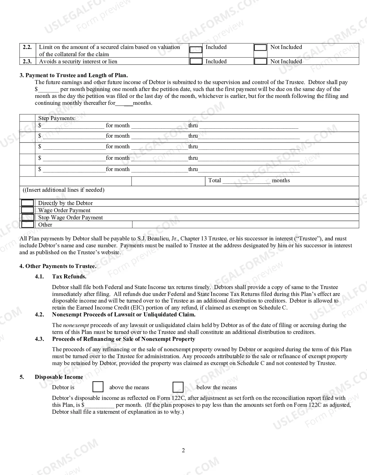 Preview Chapter 13 Model Plan - PDF Fillable
