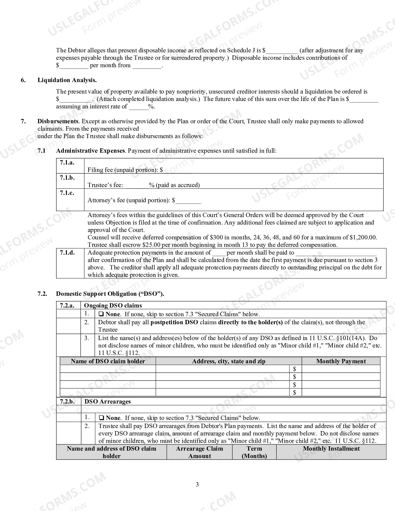Preview Chapter 13 Model Plan - PDF Fillable