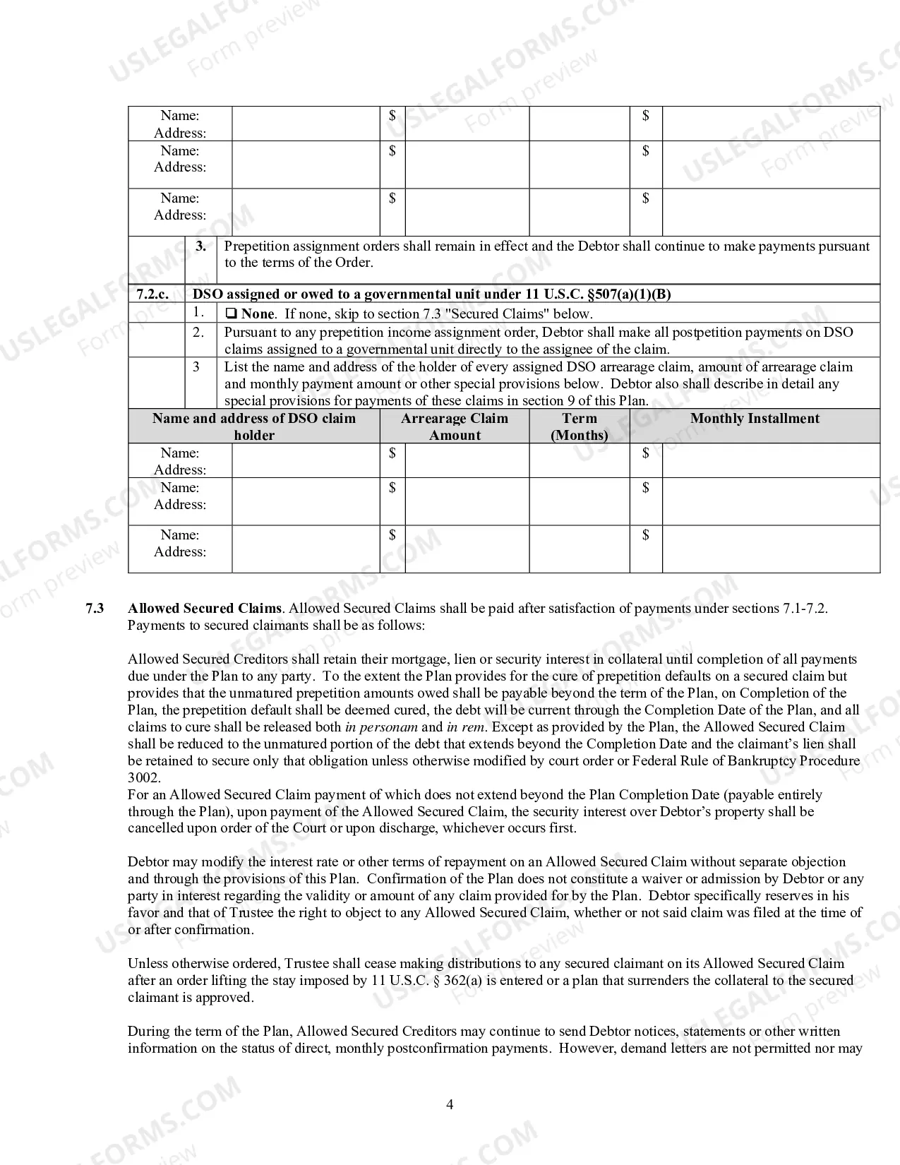 Preview Chapter 13 Model Plan - PDF Fillable