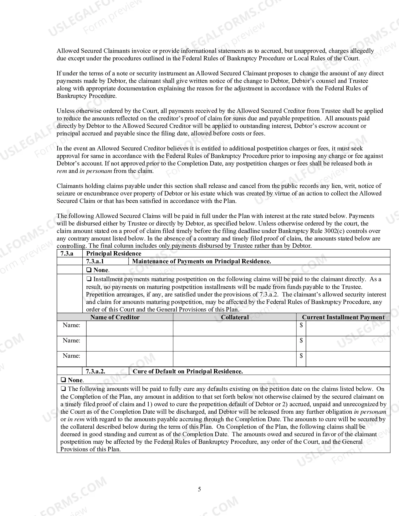 Preview Chapter 13 Model Plan - PDF Fillable