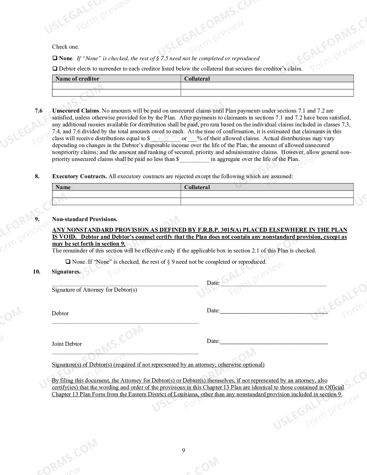 Preview Chapter 13 Model Plan - PDF Fillable