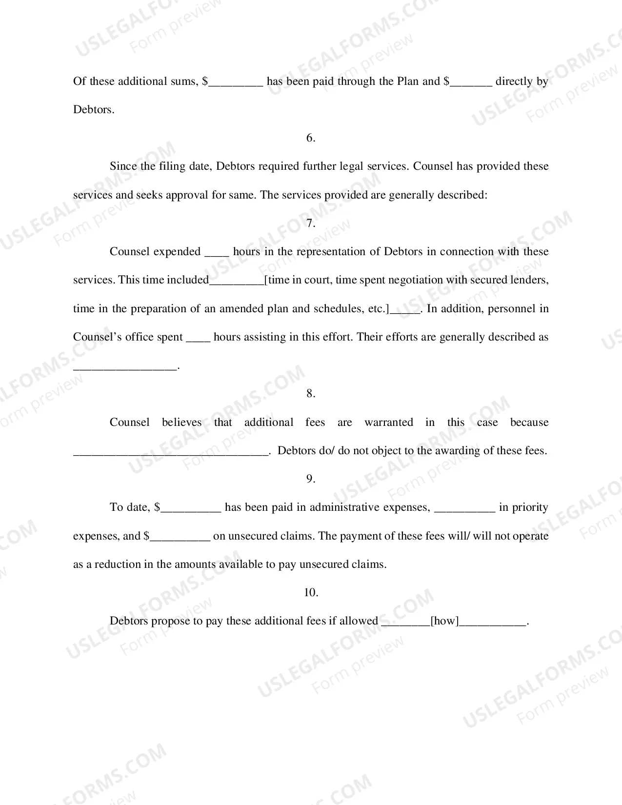 Preview Ex Parte Application for Compensation